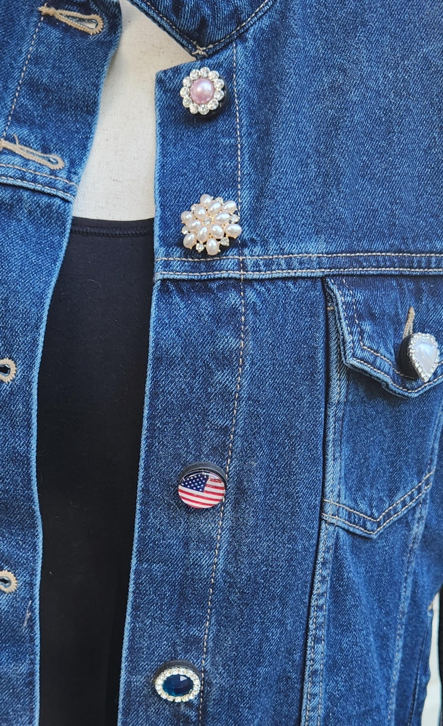 Denim jacket button detail